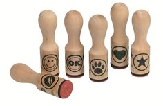 Set van 6 houten stempeltjes