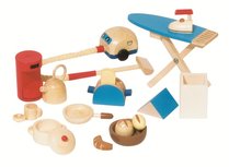 Goki - Poppenhuis accessoires - Huishouden 19-delig