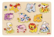 Houten knoppuzzel van kleine dieren - Goki