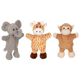 Set Handpoppen - Giraffe, Aap en Olifant | Goki