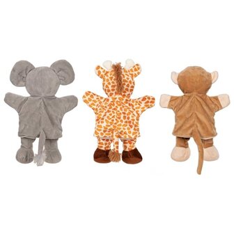 Set Handpoppen - Giraffe, Aap en Olifant | Goki