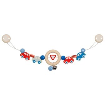 Kinderwagenketting Autootjes - Rood Wit Blauw | Goki