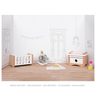 Houten Poppenhuis Meubels Babykamer - Wit | Goki