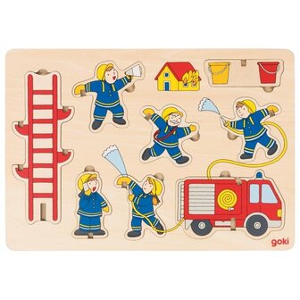 Houten Puzzel Stapelfiguren - Brandweer | Goki