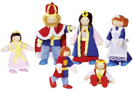 Goki - Set van 6 flexibele poppenhuispopjes - Koninklijke familie