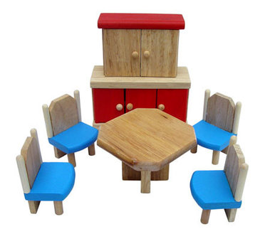 Charl's Toys  - Houten poppenhuis meubels - Eetkamer 6-delig