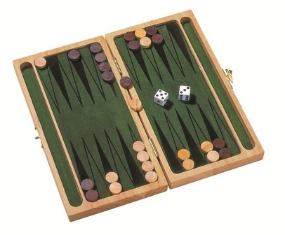 Goki - Houten Backgammon koffer met ingelegd vilt