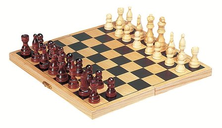 Opklapbaar schaakspel van hout