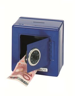 Metalen spaarpot met code slot - Blauw