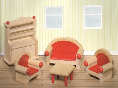 Goki - Houten poppenhuis meubels - Woonkamer 5-delig