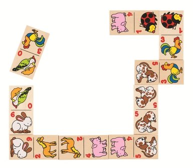 Goki - Houten Dominospel in een kistje - Dieren