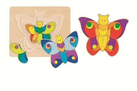 Arthur Vaag bibliotheek Goki - Houten puzzel met 4 lagen - Vlinder