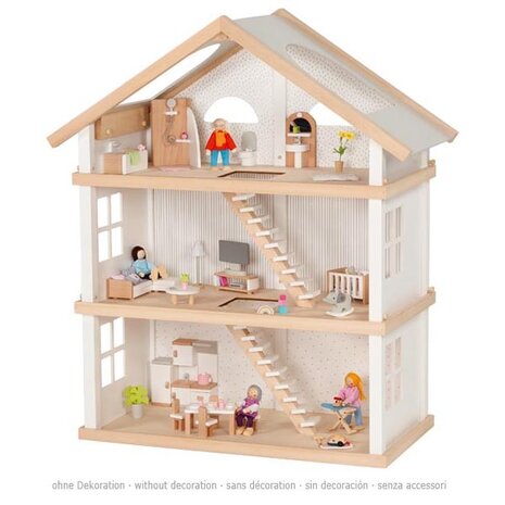 Houten Poppenhuis met 3 etages - Wit | Goki