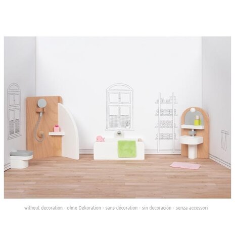 Houten Poppenhuis Meubels Badkamer - Wit | Goki