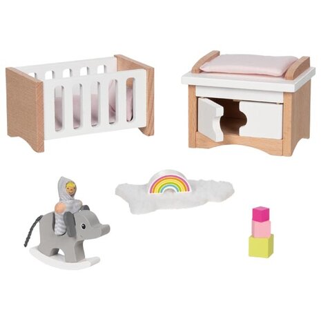 Houten Poppenhuis Meubels Babykamer - Wit | Goki